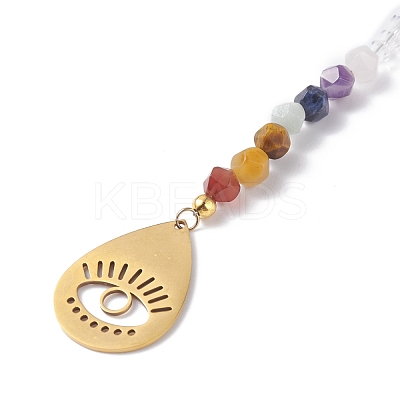 201 & 304 Stainless Steel Chakra Theme Teardrop & Eye Pendant Decorates PALLOY-JF01199-04-1