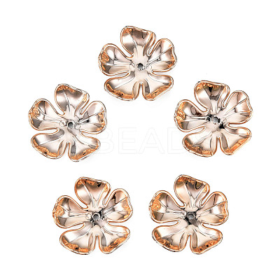 5-Petal Electroplate Opaque Acrylic Bead Caps SACR-T132-01-1