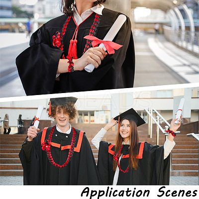 Polyester Graduation Honor Ribbon & Braided Bracelets & Brooch Sets AJEW-WH20816-001B-1