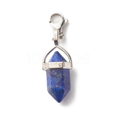 Natural Bullet-shaped Gemstone Pendant Decorations HJEW-JM00602-1