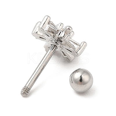 Brass Micro Pave Clear Cubic Zirconia Stud Earrings EJEW-L265-08P-1