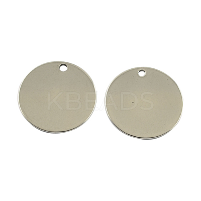 Tarnish Resistant 201 Flat Round Stainless Steel Tag Pendants X-STAS-S020-1
