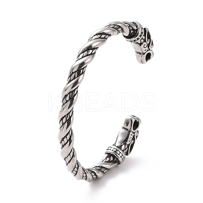304 Stainless Steel Dragon Open Cuff Bangle for Men Women BJEW-M230-07AS-1