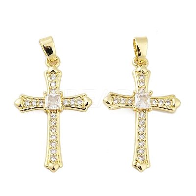 Brass Micro Pave Clear Cubic Zirconia Pendants KK-L235-01B-G-1