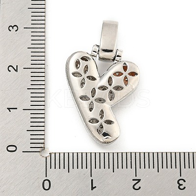 Brass Micro Pave Clear Cubic Zirconia Pendants KK-B099-01P-Y-1