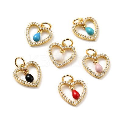 Rack Plating Brass Micro Pave Cubic Zirconia Pendants ZIRC-C037-07G-1