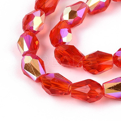 Transparent Electroplate Glass Beads Strands LS-EGLA-N023-6x8mm-A04-1