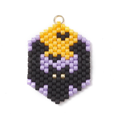 5Pcs Hallowen Theme Glass Seed Beaded Pendants PALLOY-MZ00873-1