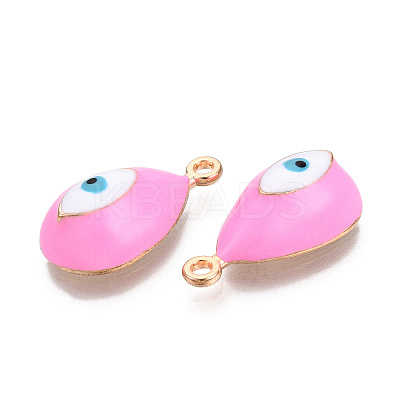 Rack Plating Light Gold Tone Alloy Enamel Pendants PALLOY-T077-230G-1