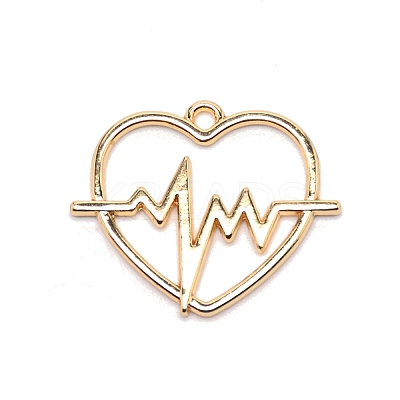 Heart with Heartbeat Alloy Small Handmade Pendant PALLOY-WH0092-46LG-1