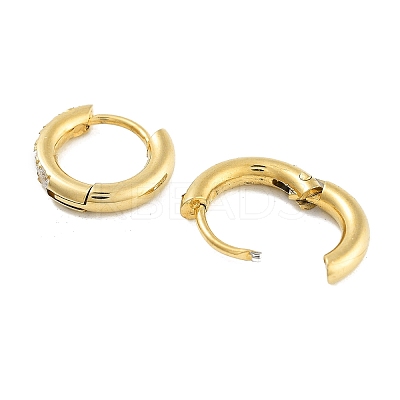 Ion Plating(IP) 304 Stainless Steel Micro Pave Clear Cubic Zirconia Huggie Hoop Earrings EJEW-C096-01C-G-1