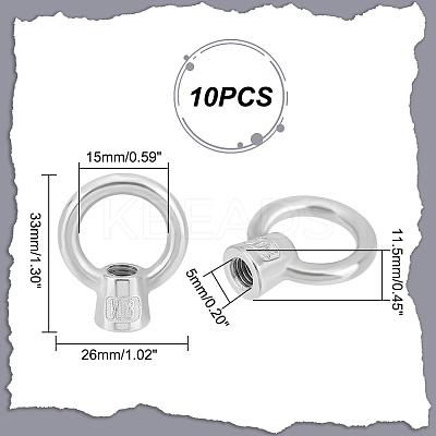 10Pcs 304 Stainless Steel Lifting Eye Nuts FIND-UN0001-75B-1