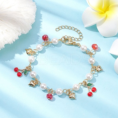 Glass Beads & Pearl Bead Bracelets BJEW-JB10069-1