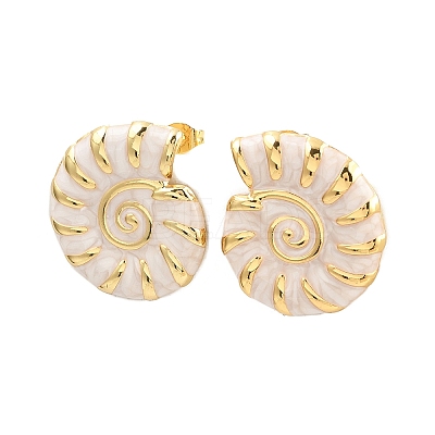 304 Stainless Steel Enamel Conch Stud Earrings LS-EJEW-L276-01G-01-1