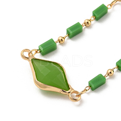 Faceted Rhombus & Rectangle Glass Beads Bib Necklaces NJEW-R263-21G-1