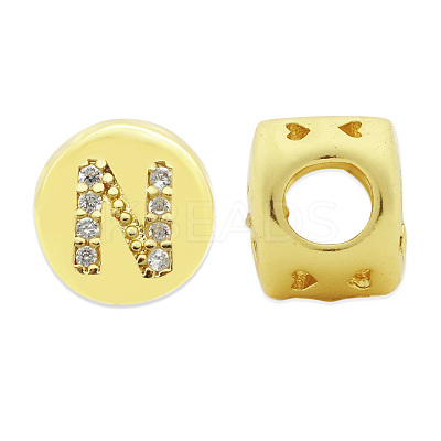 Brass Micro Pave Clear Cubic Zirconia Beads KK-T030-LA843-NX3-1