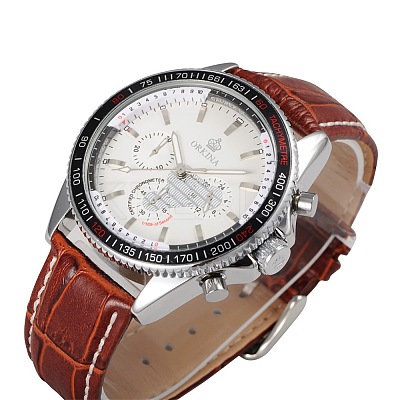 Stainless Steel Leather Wrist Watch WACH-A002-07-1