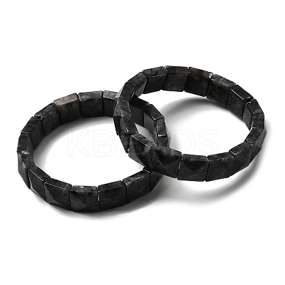 Natural Larvikite Beads Stretch Bracelets for Women Men BJEW-C097-06-06-1