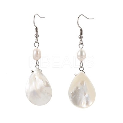 Natural Spiral Shell Beads Dangle Earrings EJEW-JE02895-1