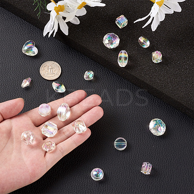 150Pcs 15 Style Transparent Acrylic Beads TACR-YS0001-06-1