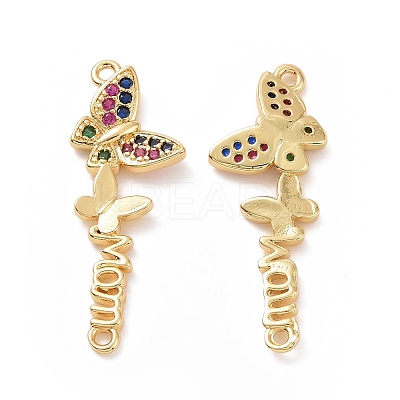 Mother's Day Brass Micro Pave Colorful Cubic Zirconia Connector Charms ZIRC-I062-08G-1