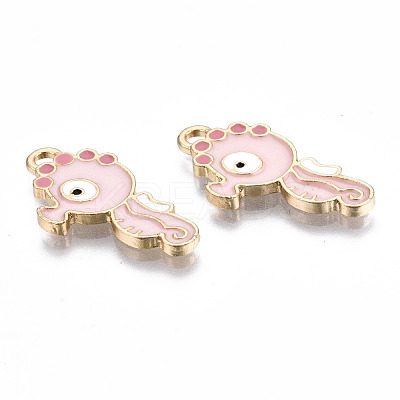 Light Gold Plated Alloy Enamel Pendants ENAM-T009-77C-RS-1