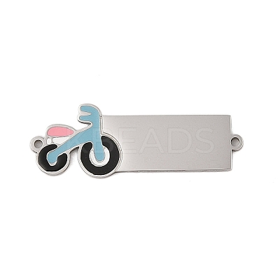 304 Stainless Steel Light Sky Blue Enamel Vehicle Connector Charms STAS-P377-13P-B-1
