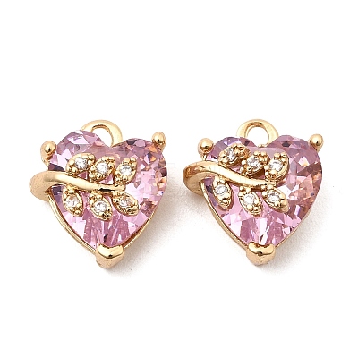 Brass Micro Pave Cubic Zirconia Pendants KK-K274-14G-1