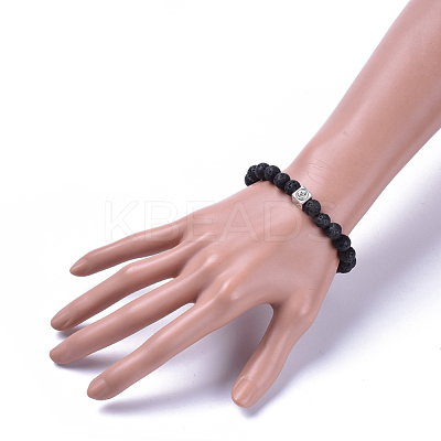 Natural Lava Rock Stretch Bracelets BJEW-JB04492-01-1