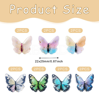 14Pcs 7 Colors Transparent Resin Pendants RESI-TA0001-94-1