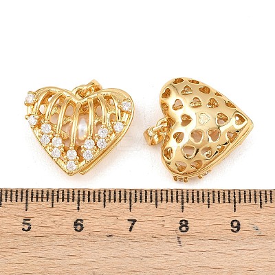 Brass Micro Pave Clear Cubic Locket Pendants KK-Z140-29G-1