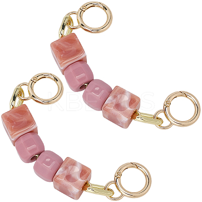 2Pcs Square Resin Beaded Bag Extension Chains PURS-GF0001-07C-1