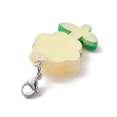 Translucent Resin Flower Pendant Decorations HJEW-JM01891-1