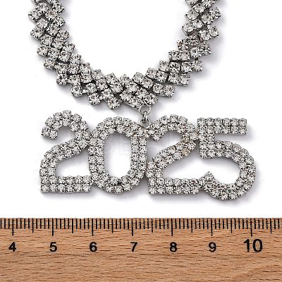 Brass Full Crystal Rhinestone 2025 Pendant Necklaces for Women NJEW-Q005-01P-1
