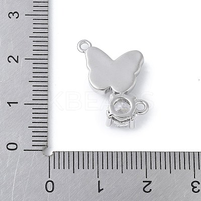 Brass Micro Pave Cubic Zirconia and Glass Connector Charms KK-F892-48P-01-1