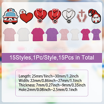 15Pcs 15 Style Food Grade Eco-Friendly Silicone Beads FIND-CA0008-27-1