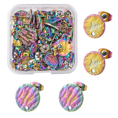 40Pcs 2 Style Ion Plating(IP) 304 Stainless Steel Stud Earring Findings STAS-LS0001-50MC-1