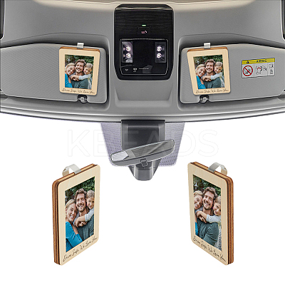 2Pcs Rectangle Wood Car Visor Photo Frame with Iron Clips AJEW-ME0002-33-1