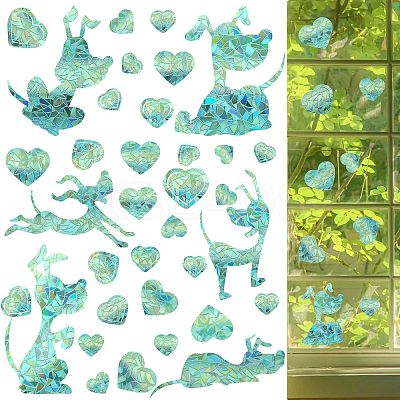 6PCS PVC Stickers Dazzling Color Window Stickers 3D Laser Puppy And Heart Shapes Electrostatic Glass Window Stickers JX834A-1