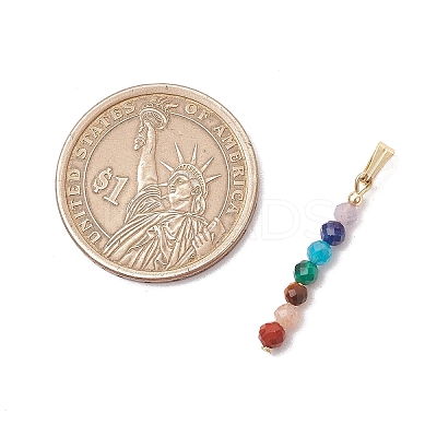 Chakra Natural Amethyst & Tiger Eye & Red Jasper & Lapis Lazuli & Apatite & Malachite & Sunstone Faceted Round Beaded Pendants X-PALLOY-JF03559-01-1