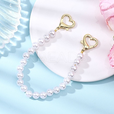 ABS Plastic Imitation Pearl Round Beaded Purse Decorative Chains HJEW-JM04460-1