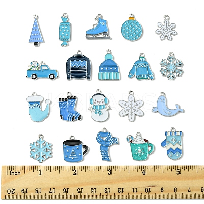 20Pcs 20 Styles Winter Theme Alloy Enamel Pendants ENAM-FS0001-97-1