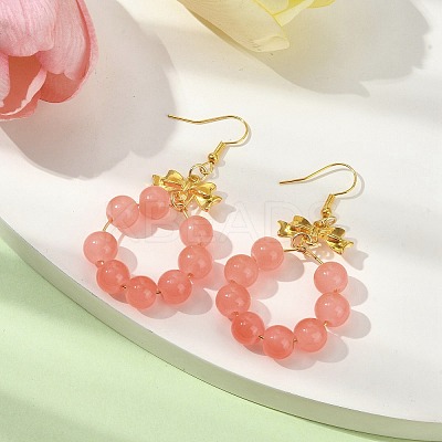 Imitation Jade Glass Beaded Ring Dangle Earrings EJEW-JE05567-02-1