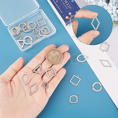 32Pcs 8 Styles Stainless Steel Connector Charms STAS-SC0005-07-1