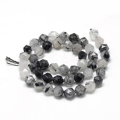 Natural Black Rutilated Quartz Beads Strands G-R448-10mm-01-1
