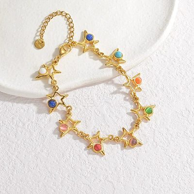Bohemia Style 304 Stainless Steel Link Chain Bracelets for Women BJEW-M082-01G-03-1