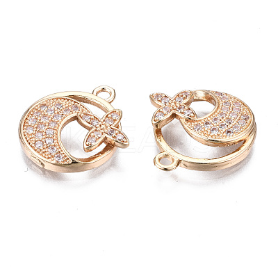 Brass Micro Pave Clear Cubic Zirconia Pendants KK-S359-107-RS-1