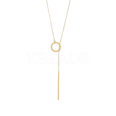 304 Stainless Steel Lariat Necklaces STAS-OY010-09G-1