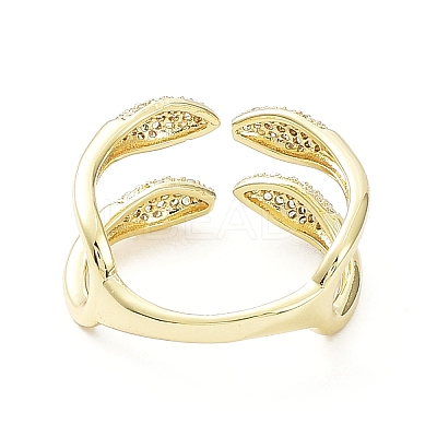 Clear Cubic Zirconia Snake Open Cuff Rings RJEW-G287-02G-1
