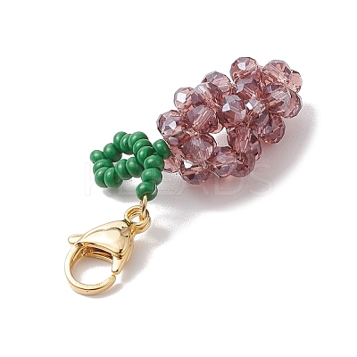 Glass Seed Beaded Grape Pendant Decoration HJEW-MZ00158-1